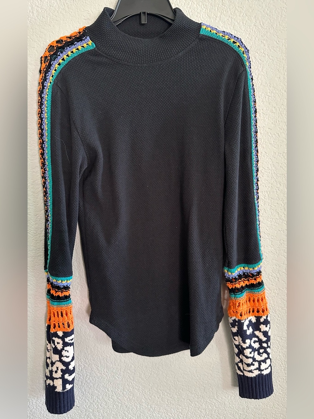 Free People Switch it Up Black Ribbed Knit Sweater